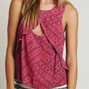 Free People peephole front overlap pink Medium tank
